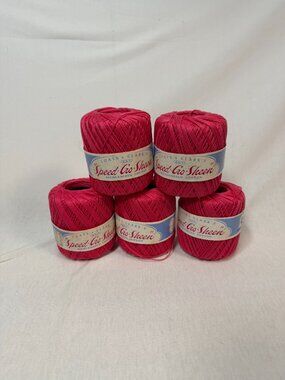 Coats & Clark's "Speed Cro Sheen" Cotton Crochet Thread 5 skein Watermelon Vtg
